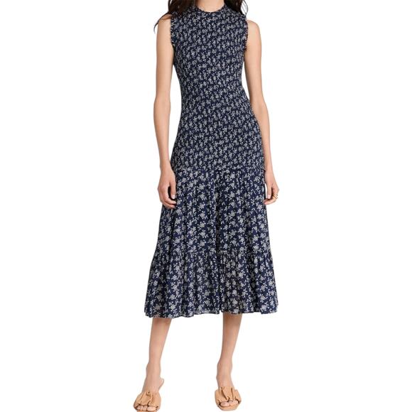 Veronica Beard Dresses & Skirts - Veronica Beard Verena Dress Midi Smocked Drop Waist Fit Flare Floral Marine 6